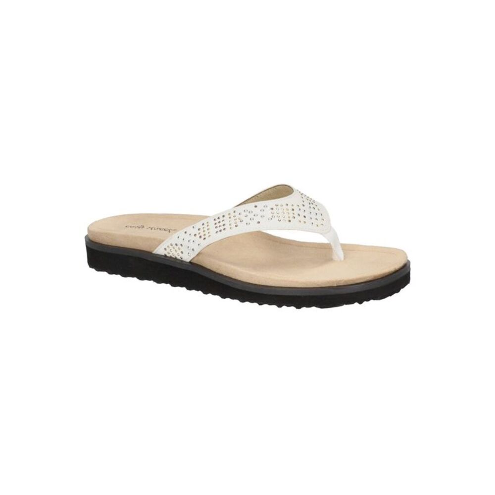 EASY STREET Womens White Footbed Lightweight Stevie Wedge Sandals Shoes 9.5 M